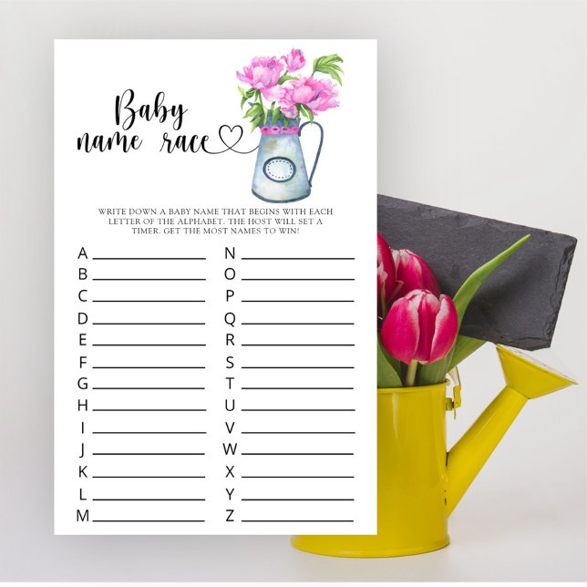 Bloemen baby shower - Baby naam race spel (Creator heeft geüpload)