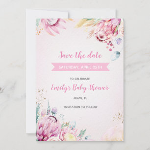 Bloemen baby shower bewaar de datum save the date
