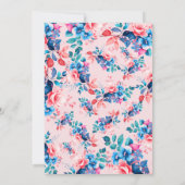 Bloemen Baby shower Blauw Roze Opslaan Datum Blush Kaart (Achterkant)