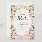 Bloemen Baby shower Blush Roze meisje Baby shower Kaart (Voorkant)