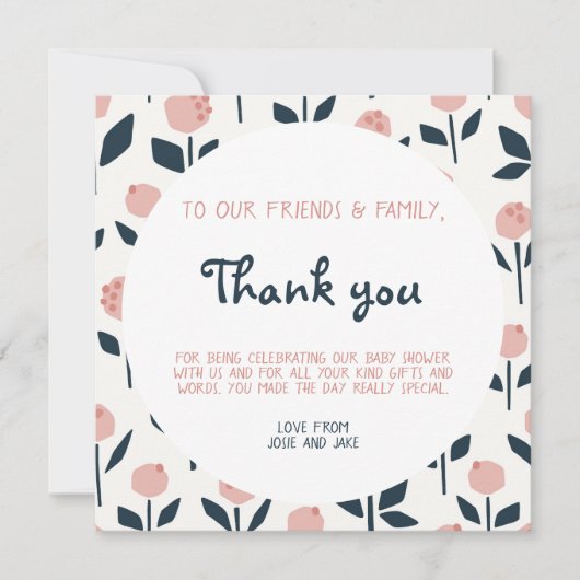  bloemen baby shower dank je kaart (Voorkant)