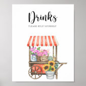 Bloemen baby shower - Drinken helpen jezelf Poster (Voorkant)