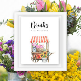 Bloemen baby shower - Drinken helpen jezelf Poster