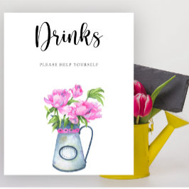 Bloemen baby shower Drinken helpen jezelf Poster