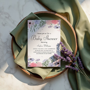 Bloemen Baby shower - Elegante Waterverf Bloemen Kaart