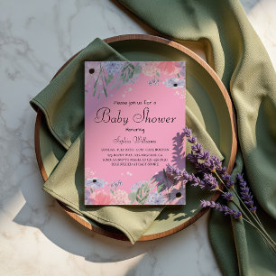 Bloemen Baby shower - Elegante Waterverf Bloemen Kaart