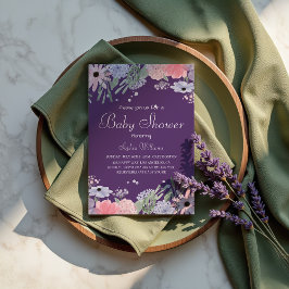 Bloemen Baby shower - Elegante Waterverf Bloemen Kaart