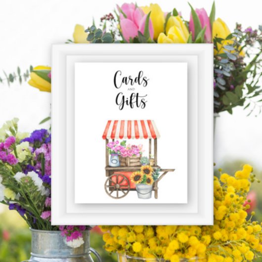 Bloemen baby shower - kaarten en geschenken poster