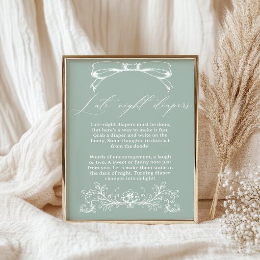  Bloemen Baby shower Late Night Luier Poster