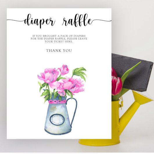 Bloemen baby shower Luier raffle Poster