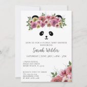 Bloemen Baby shower Panda Beer Thema Schattig Meis Kaart (Voorkant)