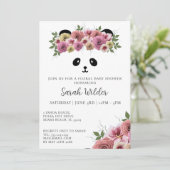 Bloemen Baby shower Panda Beer Thema Schattig Meis Kaart (Staand voorkant)