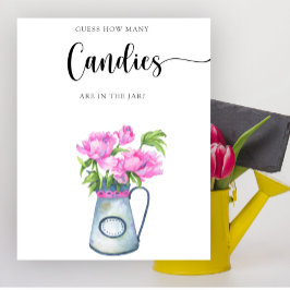 Bloemen baby shower Raad hoeveel snoepjes Poster