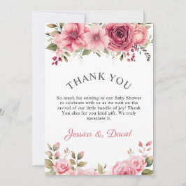 Bloemen Baby shower Roos Kleurrijk Bedankkaart