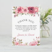 Bloemen Baby shower Roos Kleurrijk Bedankkaart (Staand voorkant)