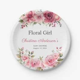 Bloemen Baby shower Roos Kleurrijk Papieren Bordje