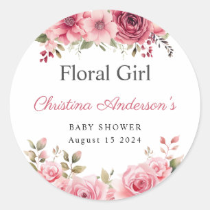 Bloemen Baby shower Roos Kleurrijk Ronde Sticker