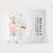 Bloemen Baby Shower Roze Rozen Pompoen Achtergrond Wandkleed (Voorkant (horizontaal))