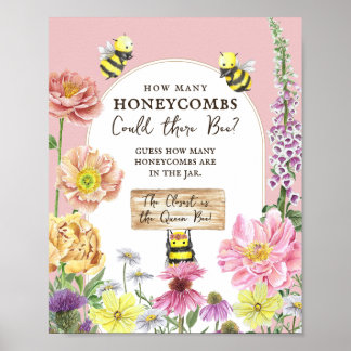 Bloemen Baby shower spel raden hoeveel honingraten Poster
