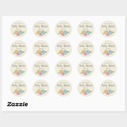  Bloemen Baby shower Sticker Labels (Vel)