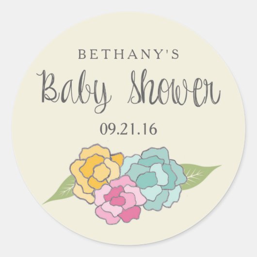  Bloemen Baby shower Sticker Labels (Voorkant)