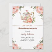 Bloemen Baby shower Tea Party Uitnodiging (Voorkant)