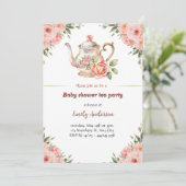Bloemen Baby shower Tea Party Uitnodiging (Staand voorkant)