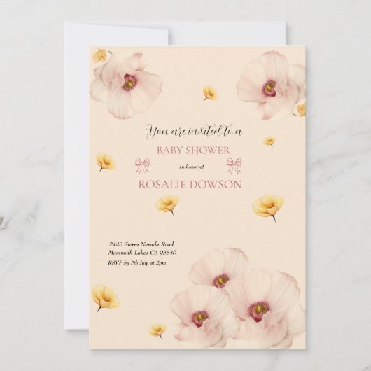 Bloemen Baby Shower Uitnodiging (Voorkant)