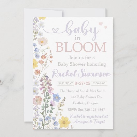 Bloemen Baby shower Uitnodiging, Baby in Bloom Kaart (Voorkant)