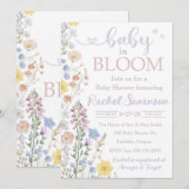 Bloemen Baby shower Uitnodiging, Baby in Bloom Kaart (Voorkant / Achterkant)