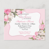 Bloemen Baby shower Uitnodiging Briefkaart Roze Ro (Voorkant)