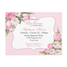Bloemen Baby shower Uitnodiging Briefkaart Roze Ro