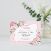 Bloemen Baby shower Uitnodiging Briefkaart Roze Ro (Staand voorkant)