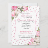 Bloemen Baby shower Uitnodiging met roze rozen (Voorkant)