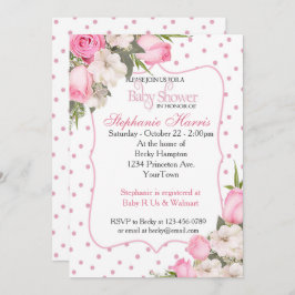Bloemen Baby shower Uitnodiging met roze rozen