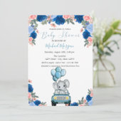 Bloemen, Baby shower van olifanten Kaart (Staand voorkant)