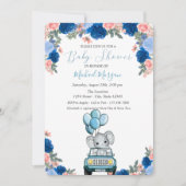 Bloemen, Baby shower van olifanten Kaart (Voorkant)