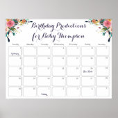 Bloemen Baby Shower Verjaardag Voorspellingskalend Poster (Voorkant)