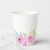 Bloemen Baby Shower Vierkant Papieren Bekers (Achterkant)