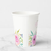 Bloemen Baby Shower Vierkant Papieren Bekers (Rechts)