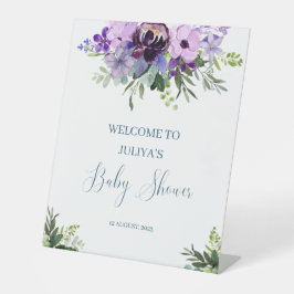 Bloemen baby shower welkom reclamebord met voetstuk