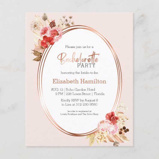 Bloemen Bachelorette Party Budget Uitnodiging (Voorkant)