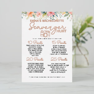 Bloemen Bachelorette Scavenger Hunt Game Bridal Folie Uitnodiging
