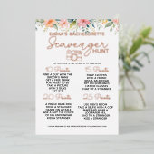 Bloemen Bachelorette Scavenger Hunt Game Bridal Folie Uitnodiging (Staand Voorkant)