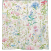 Bloemen Badkamer Decor, Pastel Wildflowers Douchegordijn (Voorkant)