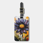 Bloemen bagagelabel met gepersonaliseerd monogram (Voorkant verticaal)