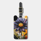Bloemen bagagelabel met gepersonaliseerd monogram (Voorkant verticaal)