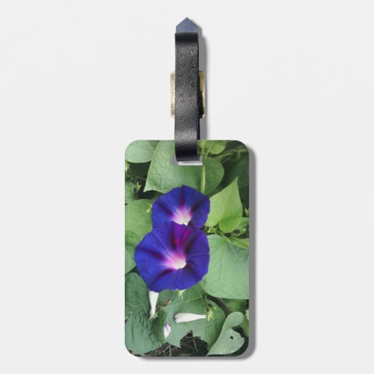 Bloemen Bagagelabel met lederen band (Achterkant verticaal)