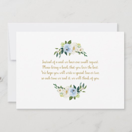 Bloemen ballon blauw en goud baby shower jongen in kaart (Achterkant)