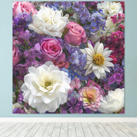 Bloemen banket canvas afdruk (Insitu (Houten vloer))